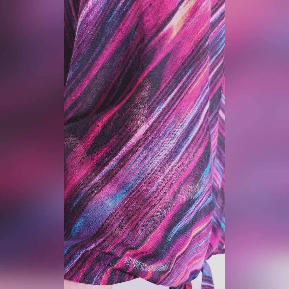 Studio JPR Colorful Striped Top Size XL Front Tie Retro Blouse Office Retro Boho - Picture 3 of 9